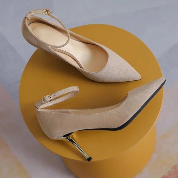 One word with high heels, fluffy professional single shoes - Picture 6 of 6